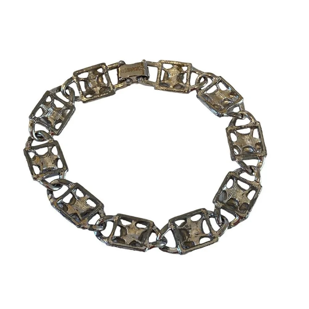 Sarah Coventry Vintage Matte & Etched Silver Toned Delicate Looking Bracelet.